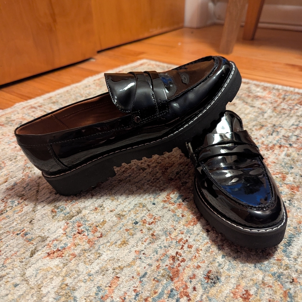 Frano Sarto | Cassandra Black Patent Leather Penny Loafers - Picture 12 of 13
